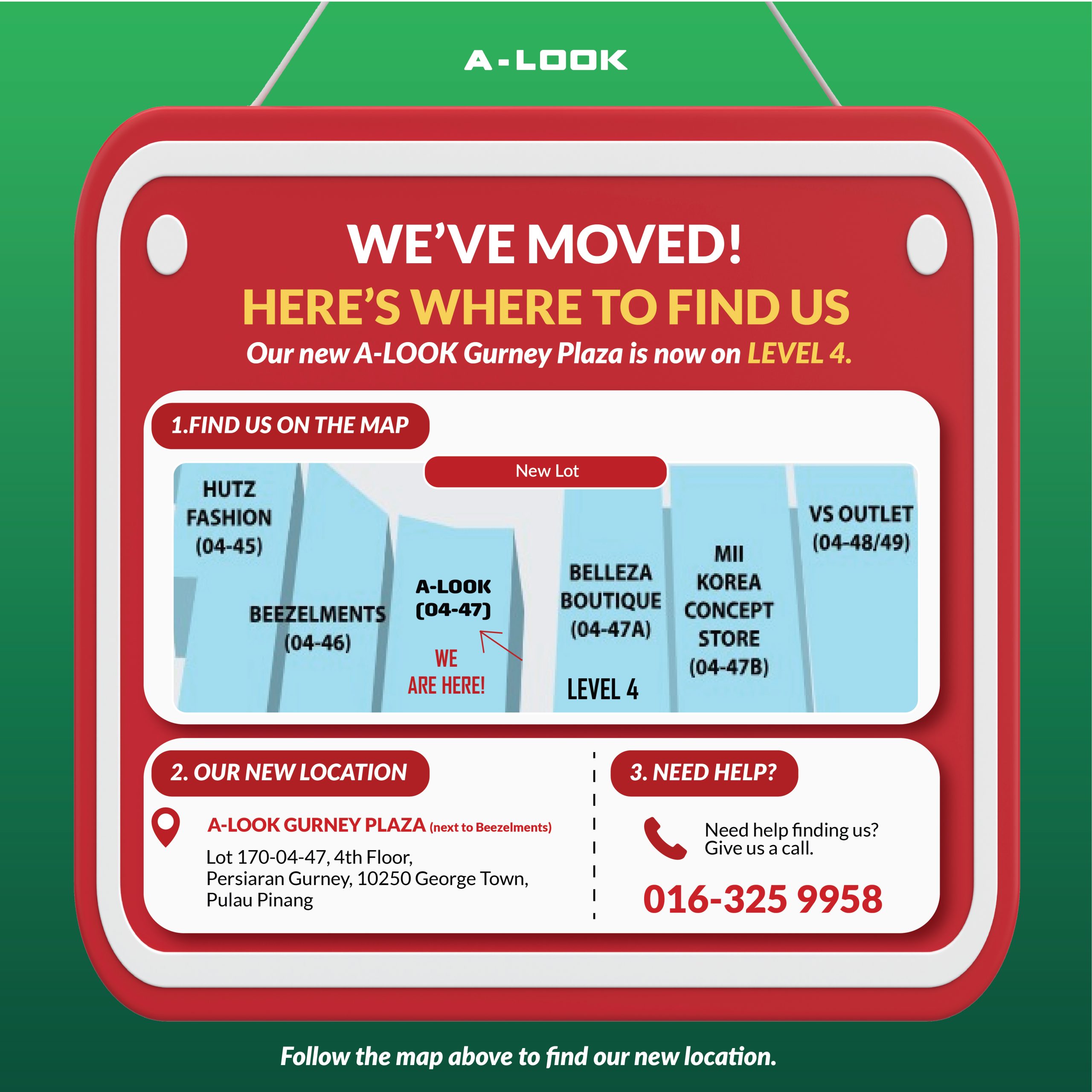 A-LOOK Gurney Plaza Relocation